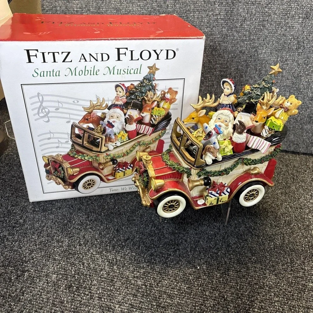 Vtg~Fitz & Floyd~Santa Mobile Musical~We Wish You a Merry Chrismtas~2005~IOB